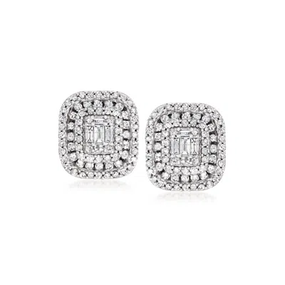 Ross-simons Diamond Square Cluster Earrings In 14kt White Gold In Multi