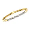 Ross-simons Diamond Square-link Bracelet In 18kt Gold Over Sterling In Gold