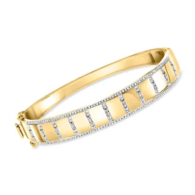 Ross-simons Diamond Square-pattern Bangle Bracelet In 18kt Yellow Gold In Multi