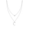 Ross-simons Diamond Star And Moon Layered Necklace In Sterling Silver In Multi