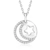 Ross-simons Diamond Star And Moon Pendant Necklace In Sterling Silver In Multi