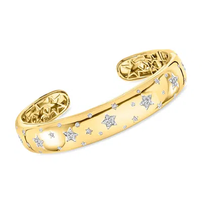 Ross-simons Diamond Star Cuff Bracelet In 18kt Gold Over Sterling