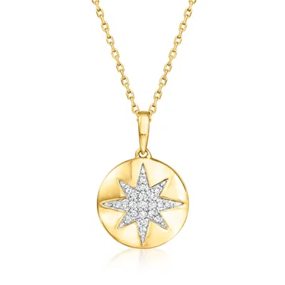 Ross-simons Diamond Star Disc Pendant Necklace In 18kt Gold Over Sterling In Multi