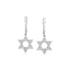 Ross-simons Diamond Star Of David Hoop Drop Earrings In Sterling Silver