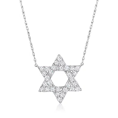 Ross-simons Diamond Star Of David Necklace In 14kt White Gold