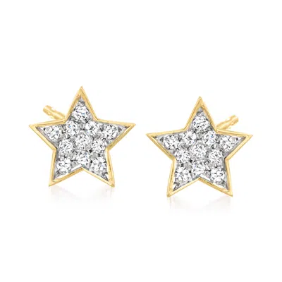 Ross-simons Diamond Star Stud Earrings In 18kt Gold Over Sterling In White