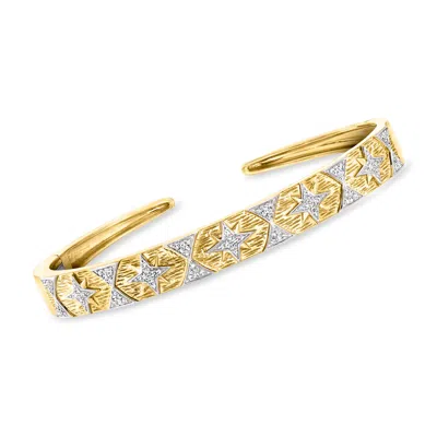 Ross-simons Diamond Starburst Cuff Bracelet In 18kt Gold Over Sterling In Multi