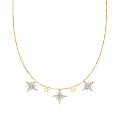 Ross-simons Diamond Starburst Drop Necklace In 18kt Gold Over Sterling