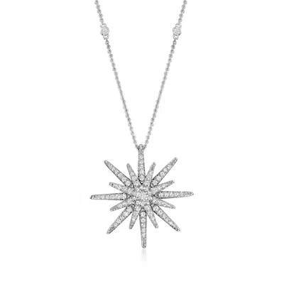 Ross-simons Diamond Starburst Necklace In Sterling Silver In Multi