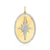 Ross-simons Diamond Starburst Oval Pendant In 18kt Yellow Gold In Multi