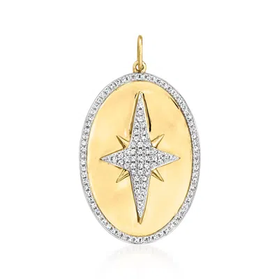 Ross-simons Diamond Starburst Oval Pendant In 18kt Yellow Gold In Multi