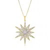 Ross-simons Diamond Starburst Pendant Necklace In 18kt Gold Over Sterling In Multi