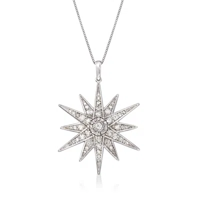Ross-simons Diamond Starburst Pendant Necklace In Sterling Silver In Multi