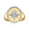 Ross-simons Diamond Starburst Signet Ring In 14kt Yellow Gold In Gold