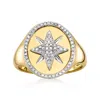 Ross-simons Diamond Starburst Signet Ring In 14kt Yellow Gold In Gold
