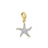 Ross-simons Diamond Starfish Charm In 18kt Gold Over Sterling In Gold