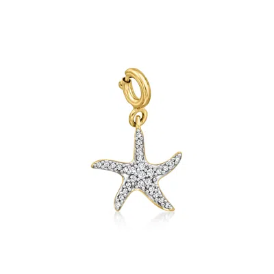 Ross-simons Diamond Starfish Charm In 18kt Gold Over Sterling