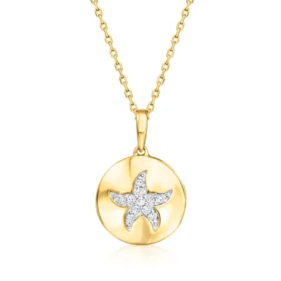 Ross-simons Diamond Starfish Disc Pendant Necklace In 18kt Gold Over Sterling In Multi