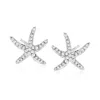 Ross-simons Diamond Starfish Earrings In Sterling Silver In White