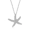 Ross-simons Diamond Starfish Pendant Necklace In Sterling Silver In Multi