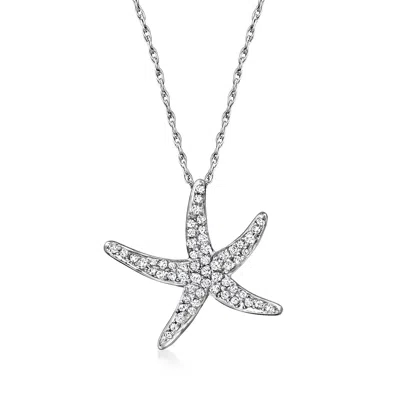 Ross-simons Diamond Starfish Pendant Necklace In Sterling Silver In Multi