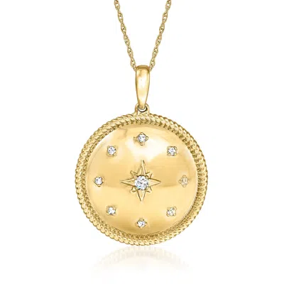 Ross-simons Diamond Stars Disc Pendant Necklace In 18kt Gold Over Sterling