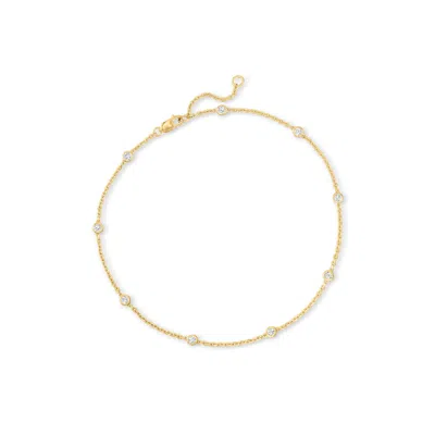 Ross-simons Diamond Station Anklet In 18kt Gold Over Sterling In Multi