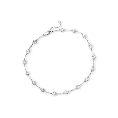 Ross-simons Diamond Station Anklet In Sterling Silver In Multi