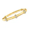 Ross-simons Diamond Station Bangle Bracelet In 14kt Gold Over Sterling