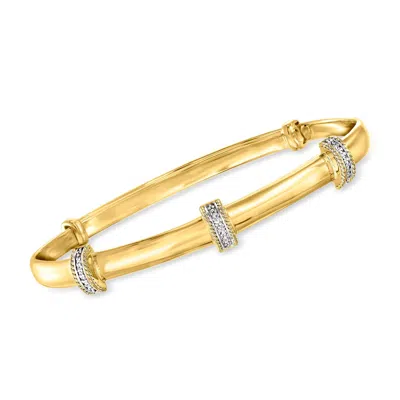 Ross-simons Diamond Station Bangle Bracelet In 14kt Gold Over Sterling In Multi