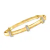 Ross-simons Diamond Station Bangle Bracelet In 14kt Gold Over Sterling In Gold