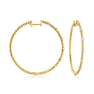 Ross-simons Diamond Station Beaded Hoop Earrings In 18kt Gold Over Sterling In Multi