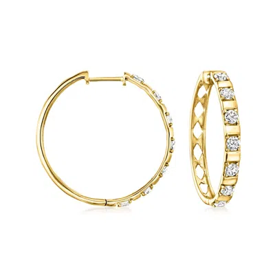 Ross-simons Diamond Station Hoop Earrings In 18kt Gold Over Sterling In Multi