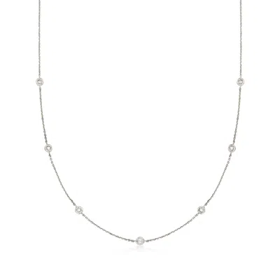 Ross-simons Diamond Station Necklace In 14kt White Gold In Multi