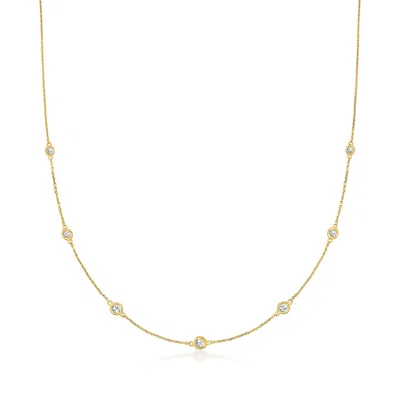 Ross-simons Diamond Station Necklace In 14kt Yellow Gold In White