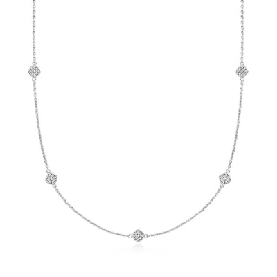 Ross-simons Diamond Station Necklace In Sterling Silver In Multi