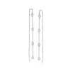 Ross-simons Diamond Station Threader Earrings In Sterling Silver In Silver