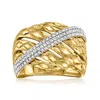 Ross-simons Diamond Stripe Ring In 18kt Gold Over Sterling
