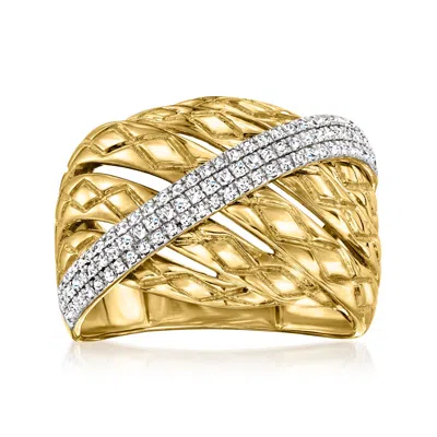 Ross-simons Diamond Stripe Ring In 18kt Gold Over Sterling