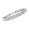 Ross-simons Diamond Striped Bangle Bracelet In Sterling Silver In Multi