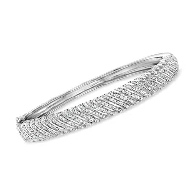 Ross-simons Diamond Striped Bangle Bracelet In Sterling Silver In Multi
