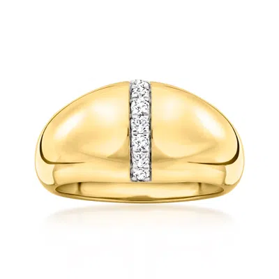 Ross-simons Diamond Striped Ring In 18kt Gold Over Sterling