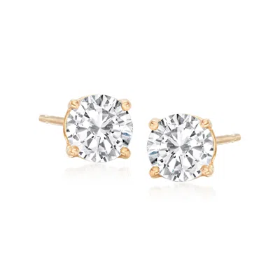 Ross-simons Diamond Stud Earrings In 14kt Yellow Gold In White