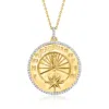 Ross-simons Diamond Sundial Pendant Necklace In 18kt Gold Over Sterling In Multi