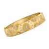 Ross-simons Diamond Sunflower Bangle Bracelet In 18kt Gold Over Sterling In Multi