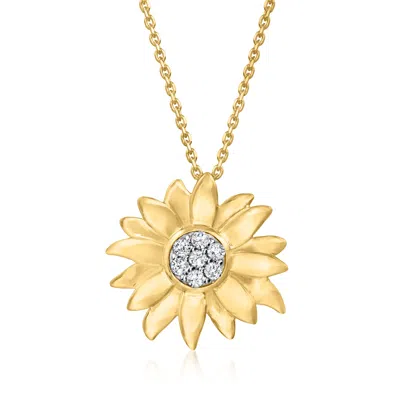 Ross-simons Diamond Sunflower Pendant Necklace In 18kt Gold Over Sterling In Multi