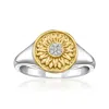 Ross-simons Diamond Sunflower Ring In 18kt Gold Over Sterling And Sterling Silver
