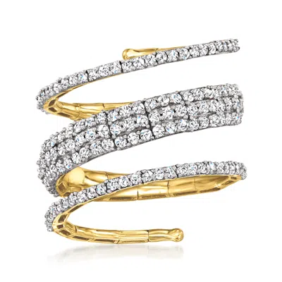 Ross-simons Diamond Swirl Flexible Wrap Ring In 14kt Yellow Gold In White
