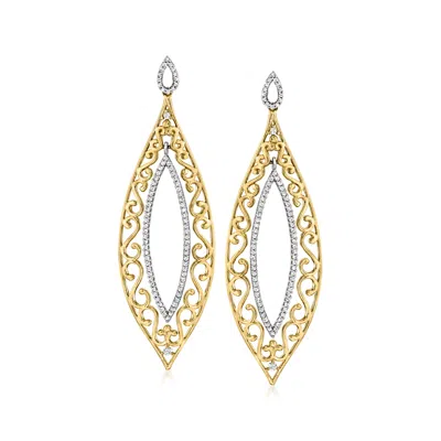 Ross-simons Diamond Teardrop Earrings In 14kt 2-tone Gold In White