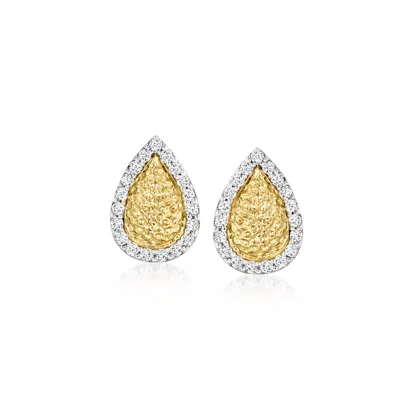 Ross-simons Diamond Teardrop Earrings In 18kt Yellow Gold In Multi